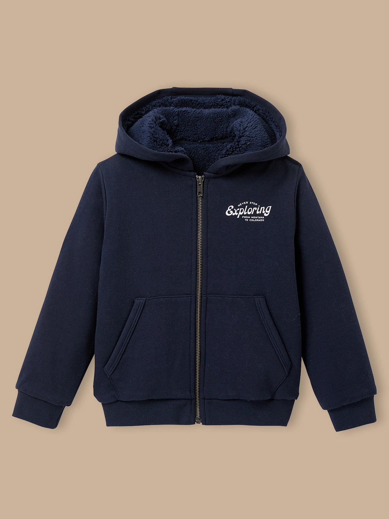 Boy's sherpa-lined zip sweatshirt