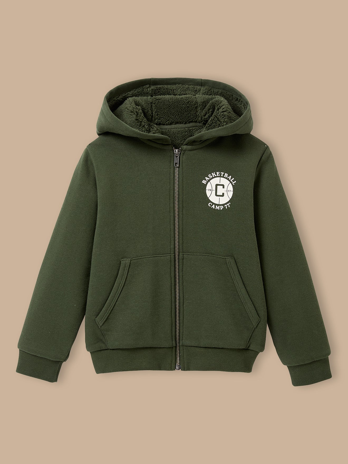 Boy's sherpa-lined zip sweatshirt