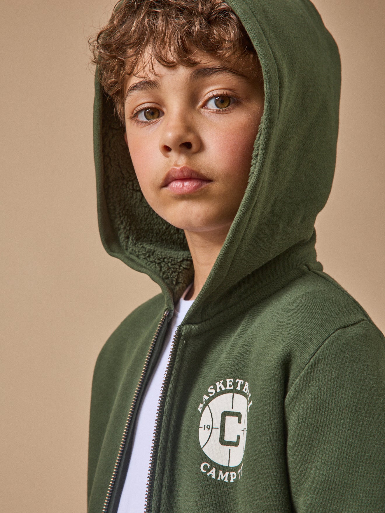 Boy's sherpa-lined zip sweatshirt