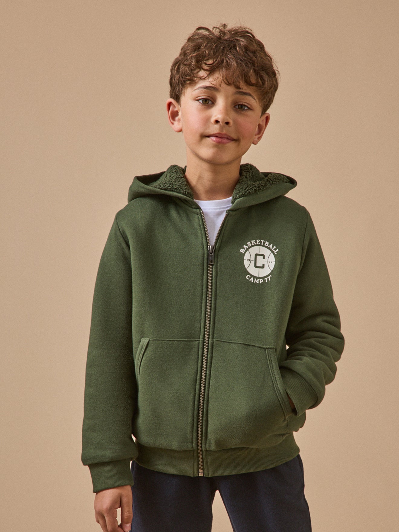 Boy's sherpa-lined zip sweatshirt