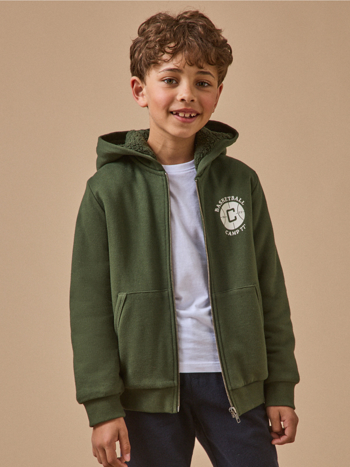 Boy's sherpa-lined zip sweatshirt