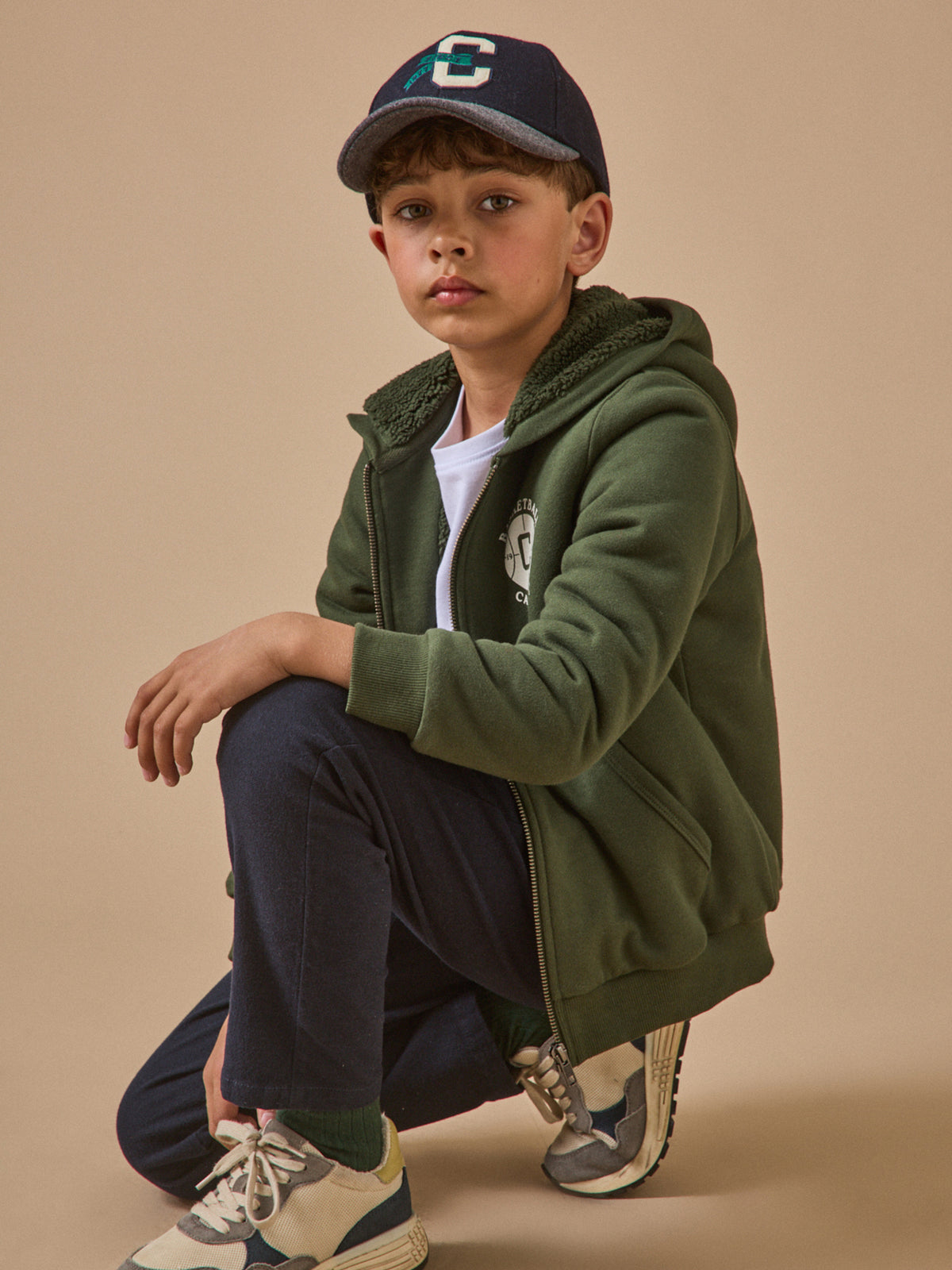 Boy's sherpa-lined zip sweatshirt