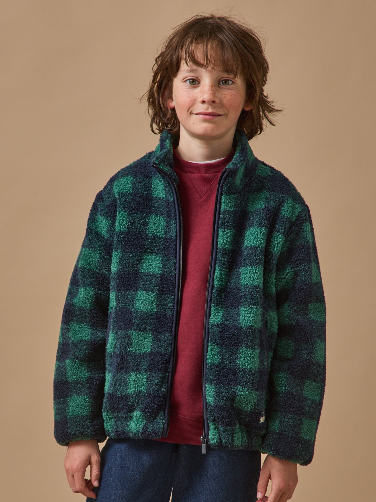 Boys' Checked Sherpa Jacket