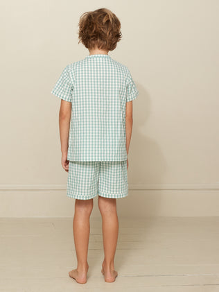 Boy's gingham check pyjamas with shorts