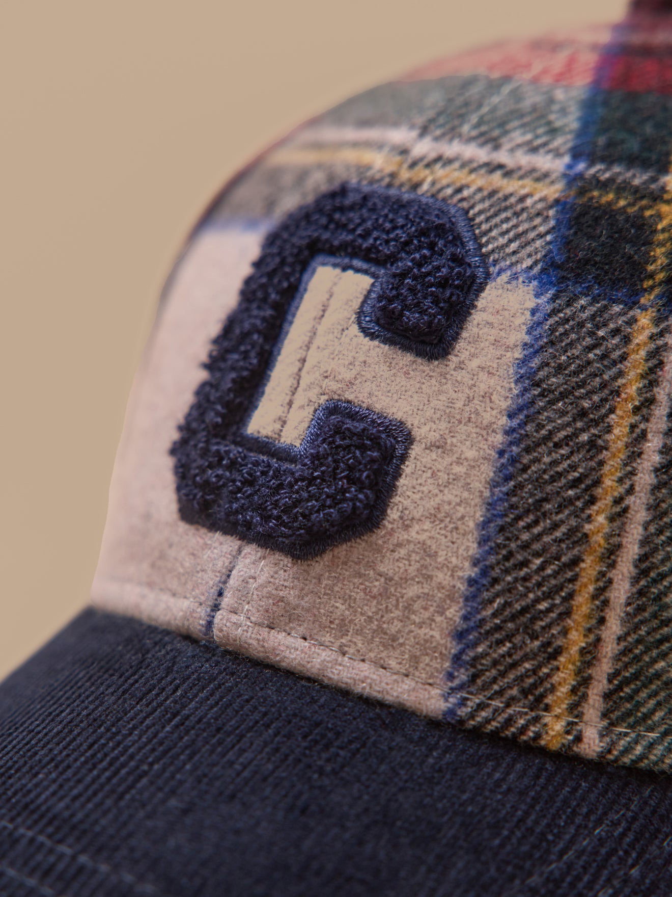 Checked woolen cap for adults and children