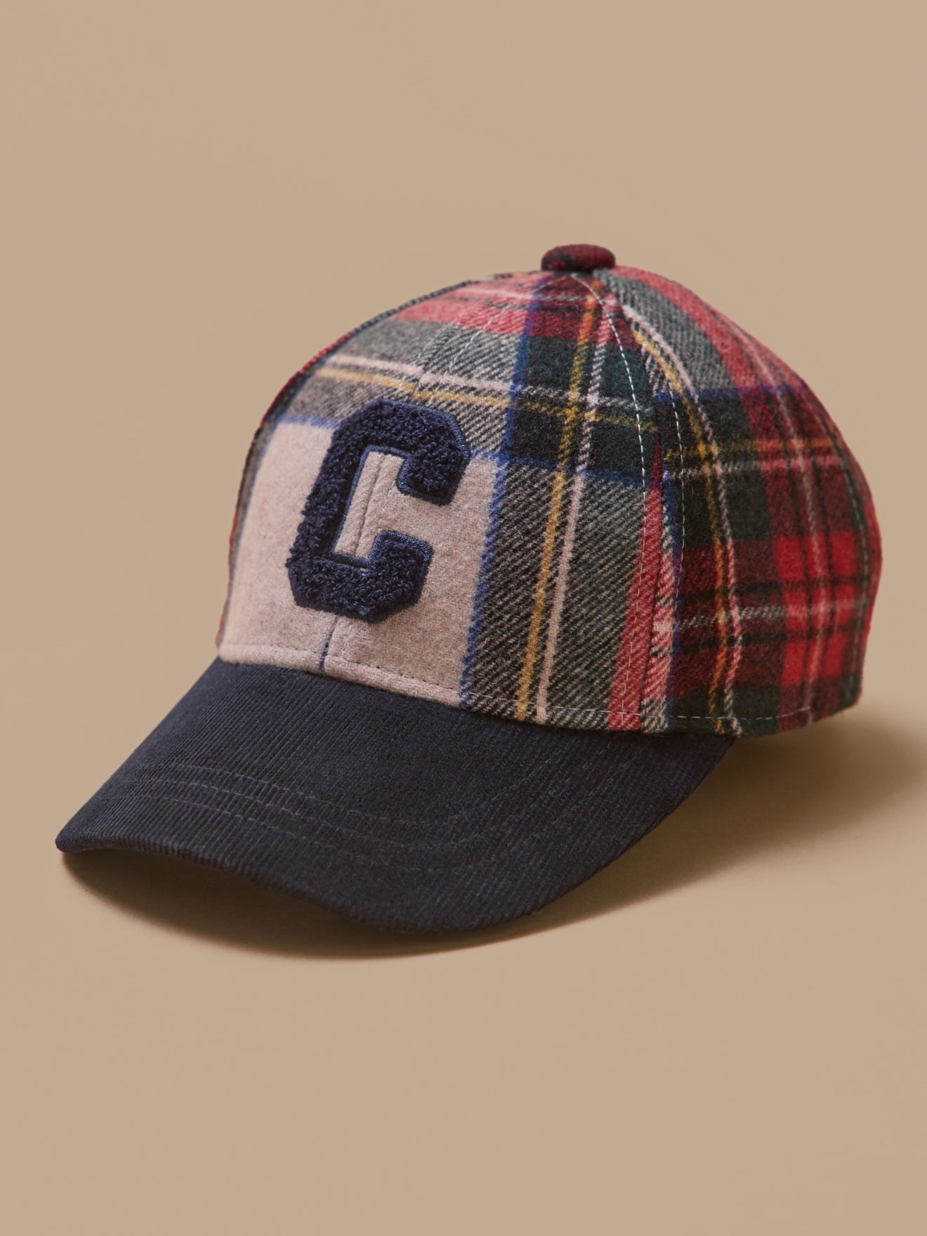 Checked woolen cap for adults and children