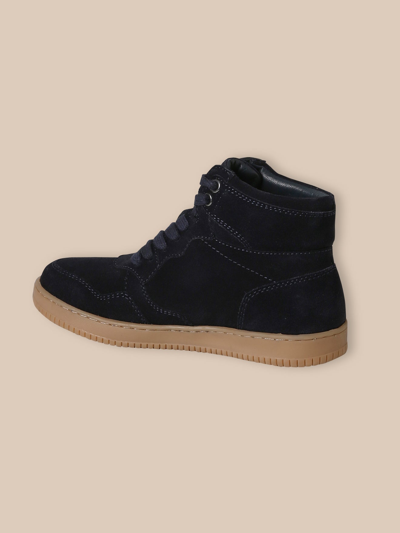Boy's split leather high-top trainers
