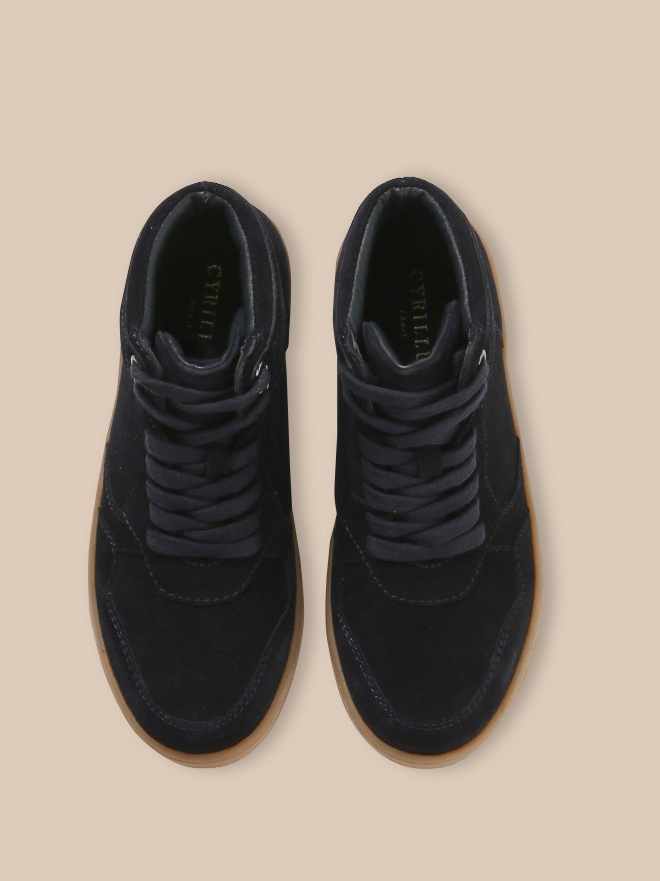Boy's split leather high-top trainers