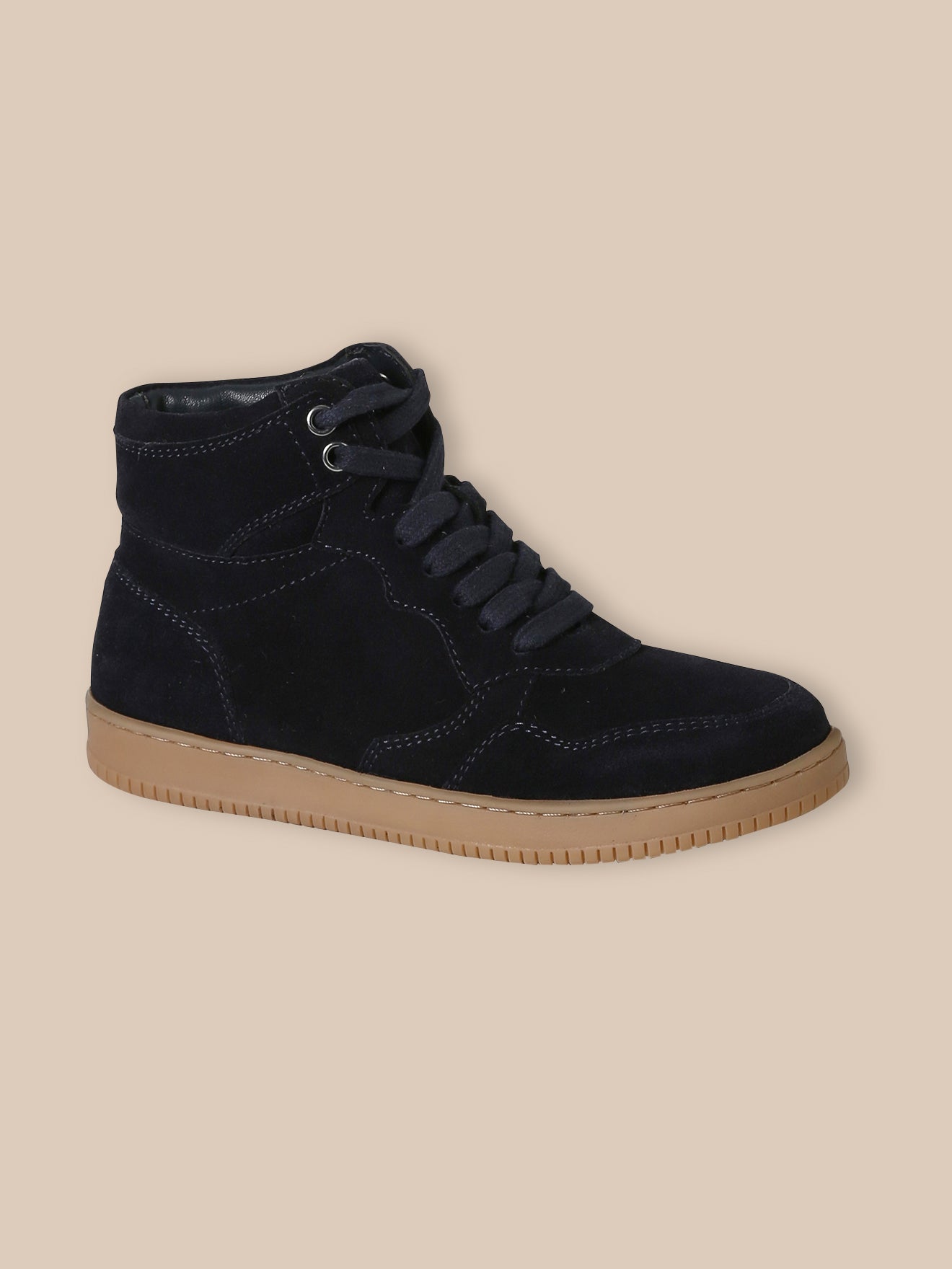 Boy's split leather high-top trainers