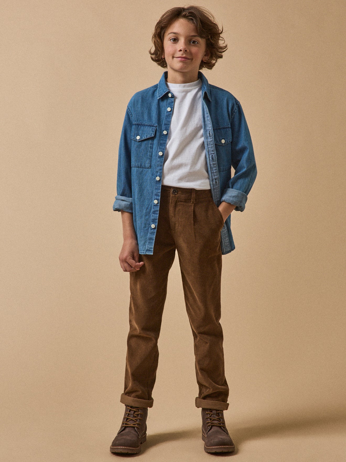 Bottines montantes en cuir Garçon