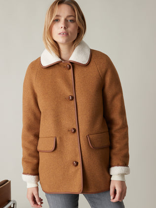 Women's woollen coat with Sherpa lining