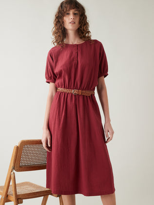 Women's plain mid-length, seersucker dress