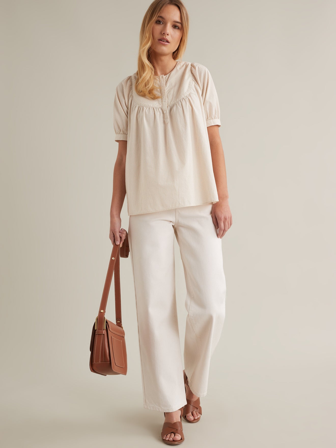 Women's blouse with mini checks