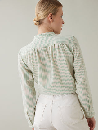 Women's woven-dyed stripe shirt