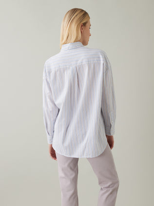 Women's shirt with woven-dyed stripes