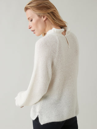 Women's sweater with ruffled collar