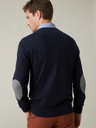 Men's V-neck cotton, silk and cashmere sweater