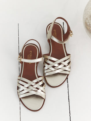 Women's leather sandals with multiple leather straps