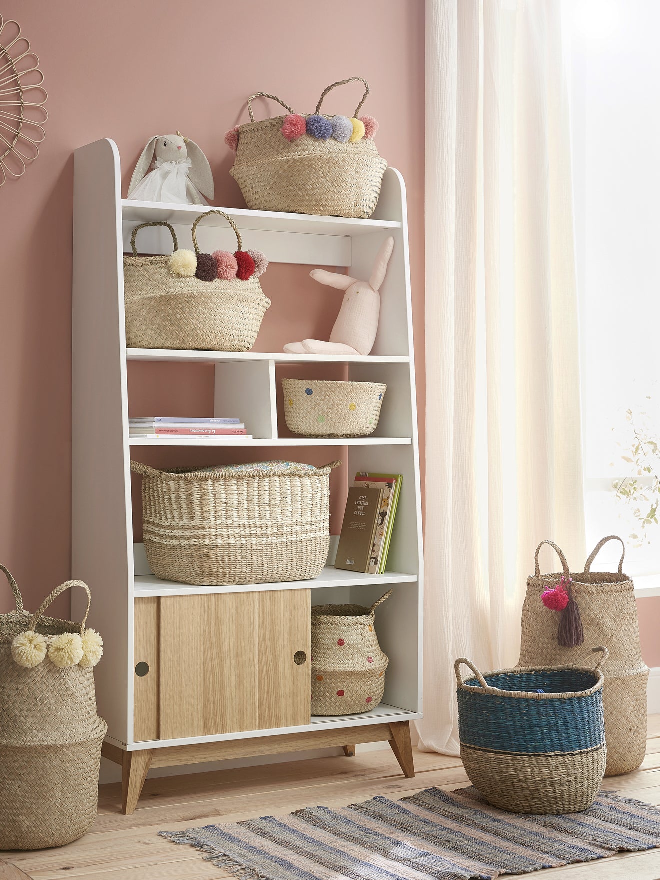 Cotton gauze curtain with ties