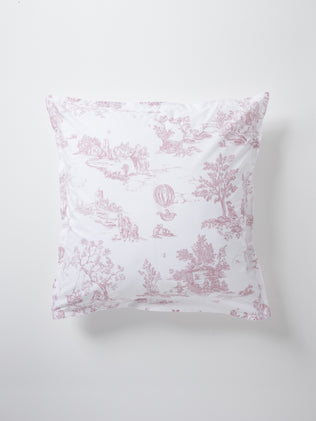 Toile de Jouy inspired cotton percale pillowcase