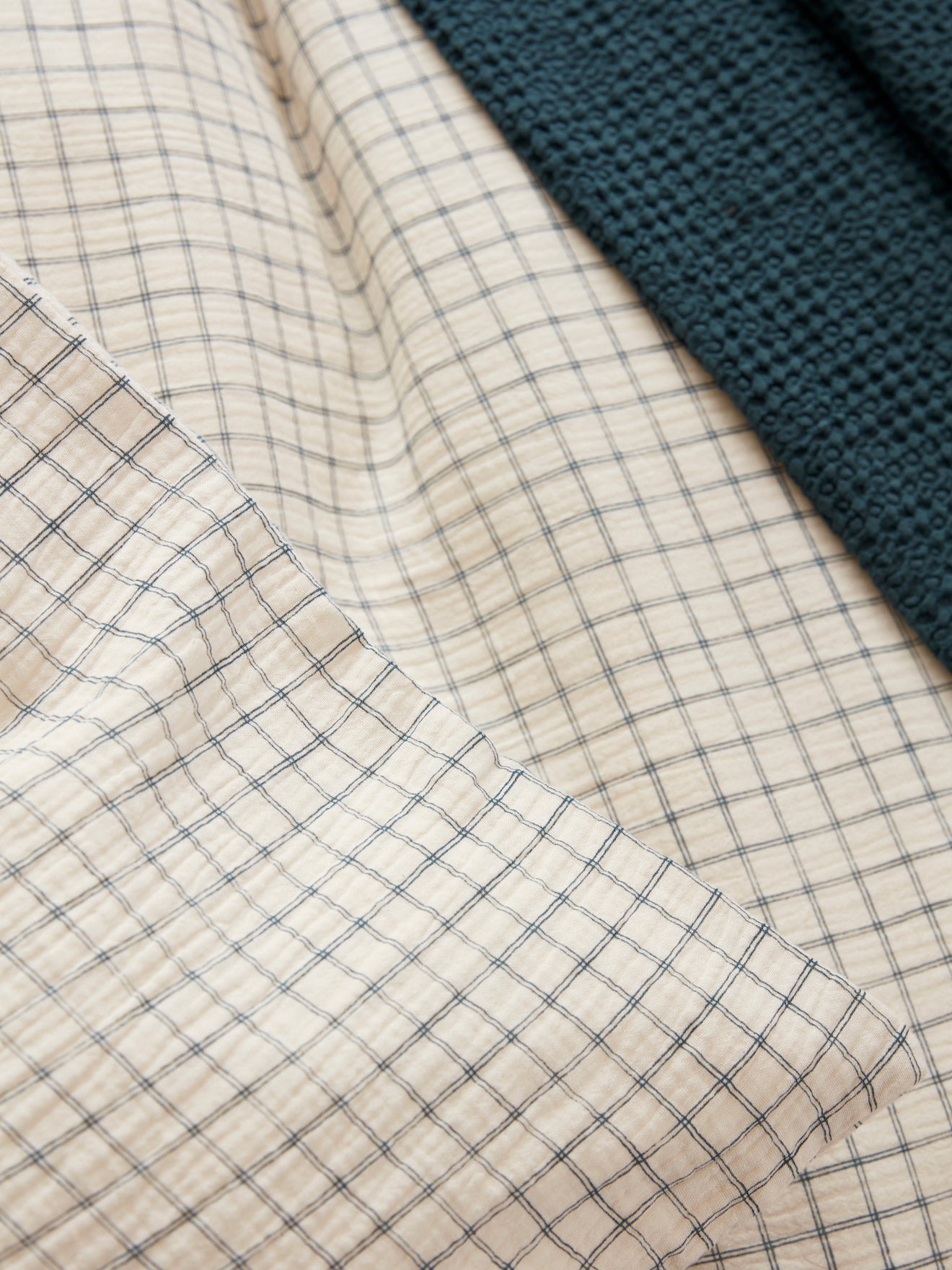 Child's Check cotton gauze duvet cover