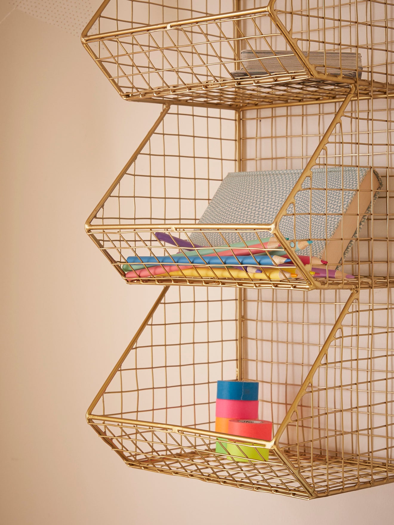 Metal pigeonhole shelves