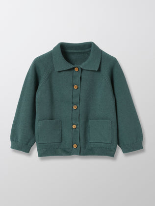 Baby's cardigan with polo shirt collar