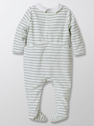 Baby's stripe velour sleepsuit
