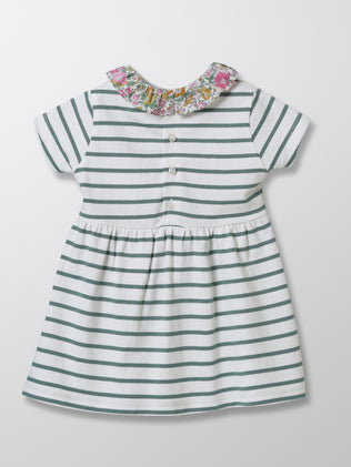 Baby's sailor-stripe organic cotton dress and collar made with Liberty fabric