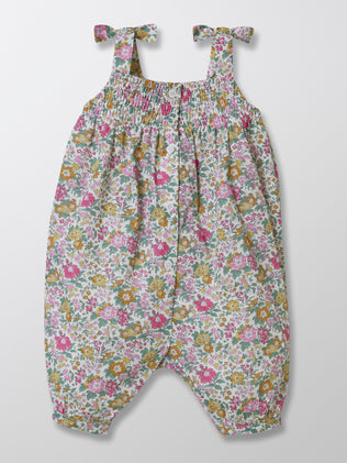Baby's Clare Rich floral motif dungarees made with Liberty fabric