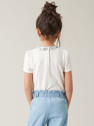 Girl's organic cotton T-shirt and collar made with Liberty fabric