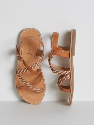 Girl's leather multiple strap sandals