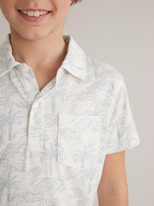 Boy's organic cotton polo shirt with palm motif